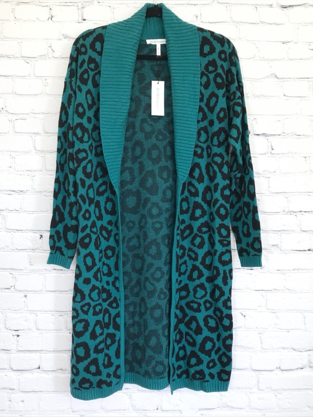 New BCBGeneration Leopard Duster Sweater Open Front Size Small